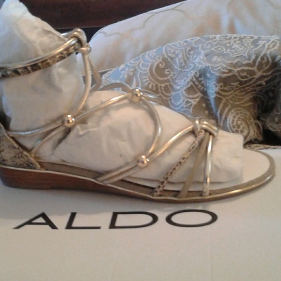 Neutral/Gold/python ALDO sandals - Picture 4 of 5